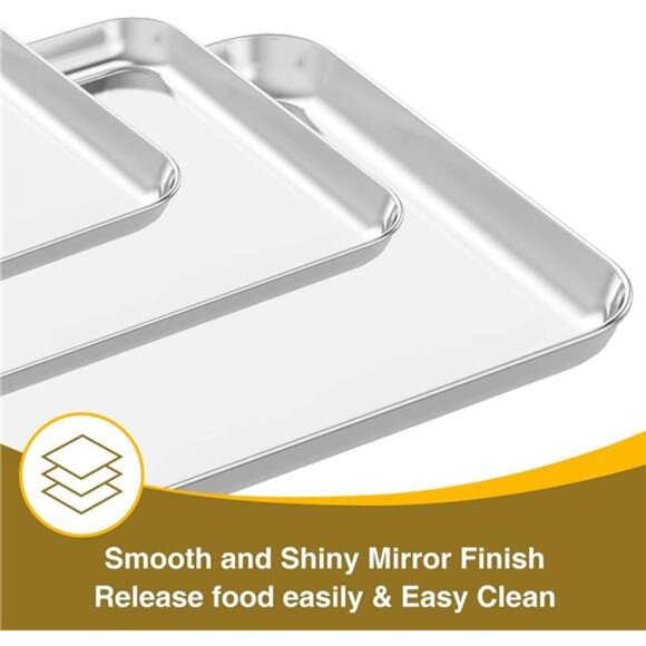 Baking Sheet with Rack Set (3 Pans + 3 Racks), Stainless Steel Baking Pan - Picture 2 of 7